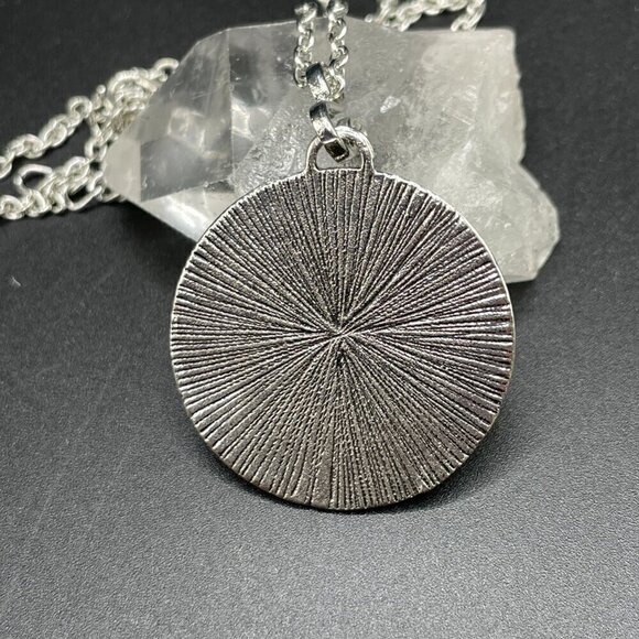 Medium Raven Silver Tone Moon Moonstone Pendant and Necklace #1338 - Picture 6 of 6